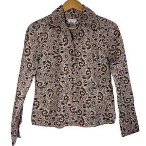 Christopher & Banks Women Button Down Shirt Jacket Small Paisley Coastal Cowgirl
